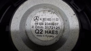Mercedes Benz C-Class 203 (2000–2007) Lautsprecher Tür vorne A2038201102 - 2