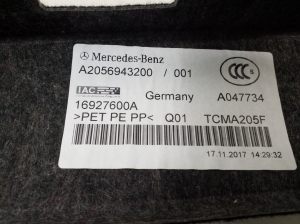 Mercedes Benz E-Class W238 (2017–2026) Sonstiges Teil Kofferraum innen A2056943200 - 2