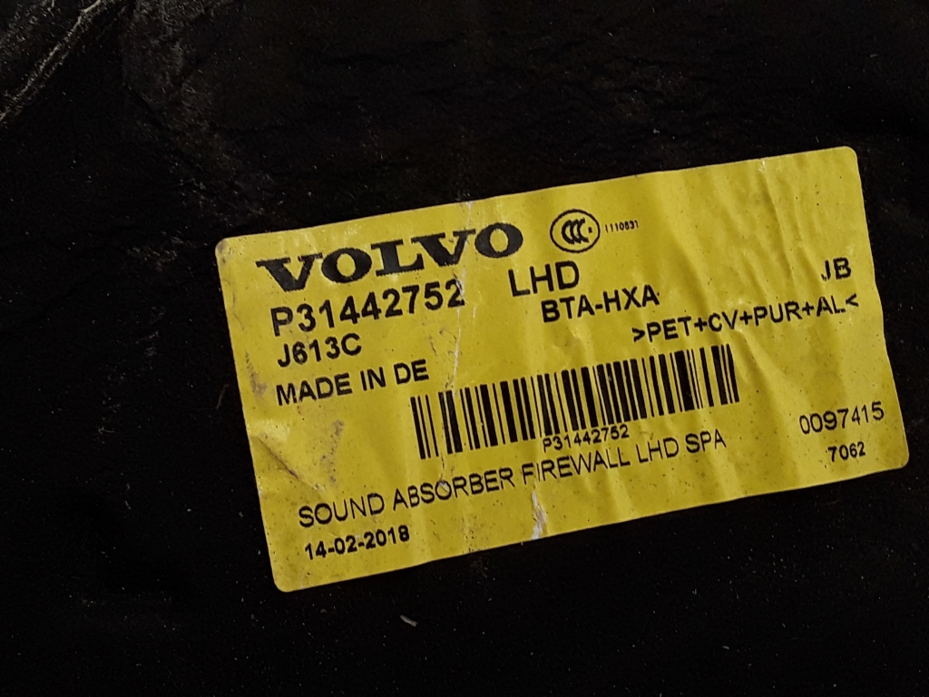 VOLVO XC60 2 generation (2017-2024) Isolation thermique 31442752 22381844