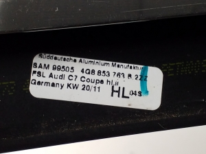 AUDI A7 (2010–2018) Rear side door outer window molding 4G8853763B - 2