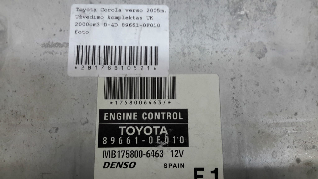 TOYOTA Corolla Verso 1 generation (2001-2009) Engine ECU Set 896610F010 20976286