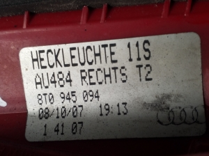 AUDI S5 8T3 (2007–2016) Rückleuchte Heckleuchte innen 8T0945094 - 2