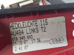 AUDI S5 8T3 (2007–2016) Rückleuchte Heckleuchte innen 8T0945093 - 3