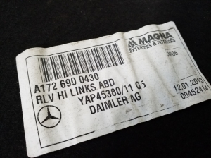 Mercedes Benz SLK-Class 172 (2011–2026) Aizmugurējais apakšspārns A1726900430 - 2