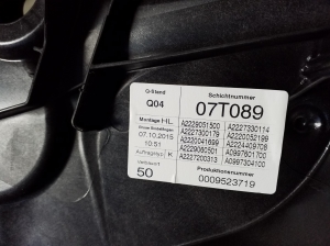 Mercedes Benz S-Class 222 (2013–2020) Aizmugurējo durvju logu pacēlājs A2227300179 - 3
