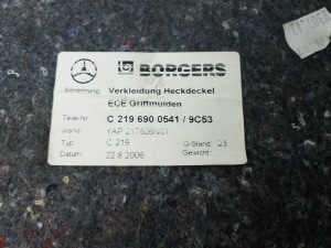 Mercedes Benz CLS-Class 219 (2004–2010) Trunk lid trim panel A2196900541 - 2