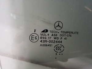 Mercedes Benz GL-Class 164 (2006–2012) Aizmugurējo sānu durvju stikls A1647351010 - 2