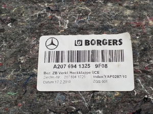 Mercedes Benz E-Class W207 (2009–2017) Trunk lid trim panel A2076941325 - 2