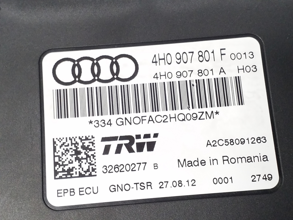 AUDI A6 C7/4G (2010-2020) Unitate de comandă a frânei de mână 4H0907801F 21921279