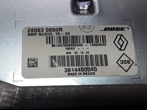 RENAULT Espace V (2014–2026) Audio amplifier 280630580R - 3