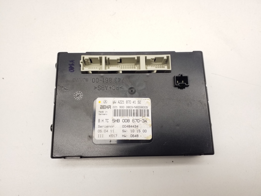 MERCEDES-BENZ S-Class W221 (2005-2013) Other Control Units A2218704192 21851078