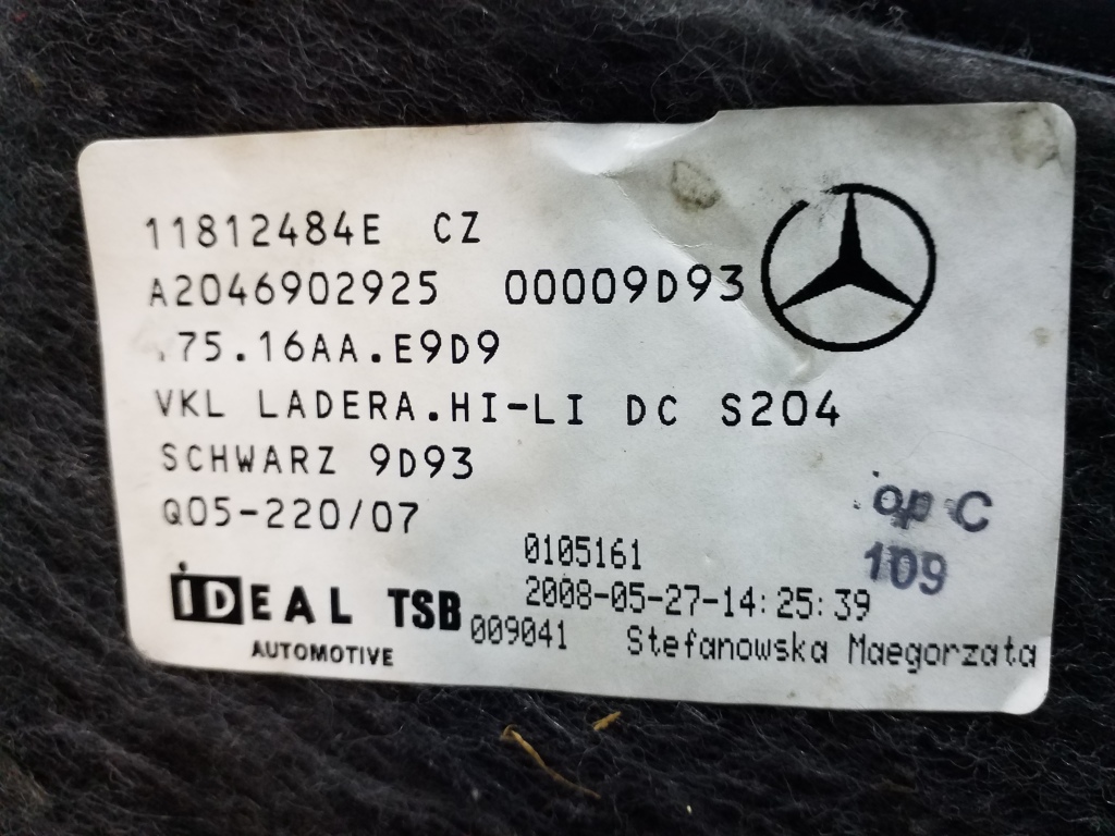 MERCEDES-BENZ C-Class W204/S204/C204 (2004-2015) Takakon vasemman puolen leikkaus A2046902925 20978486