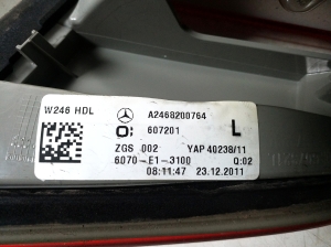 Mercedes Benz B-Class 246 (2011–2017) Tail light on trunk lid A2468200764 - 3