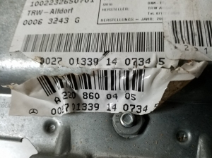Mercedes Benz S-Class 220 (1998–2005) Aizmugurējo sānu durvju drošības spilvens A2208600405 - 2