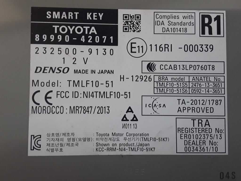 TOYOTA RAV4 4 generation (XA40) (2012-2018) Startspærre kontrolenhed 8999042071 22563590