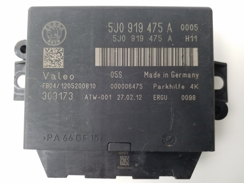SKODA SUPERB II (3T4) PDC Parking Distance Control Unit 5J0919475A 21206280