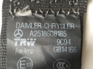 Mercedes Benz R-Class 251 (2006–2017) Sicherheitsgurt hinten A2518608185 - 2