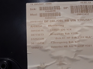 VOLVO XC70 (2007–2016) Tagumise küljeukse polster 39801432 - 3