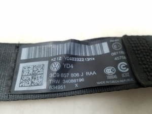Volkswagen Passat B7 (2010–2014) Sicherheitsgurt hinten 3C9857806J - 2