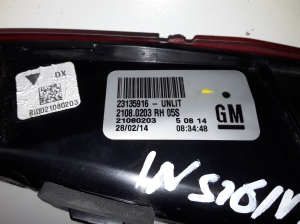 Opel Insignia (2008–2017) Tagatuli tagaluugil 23135916 - 2