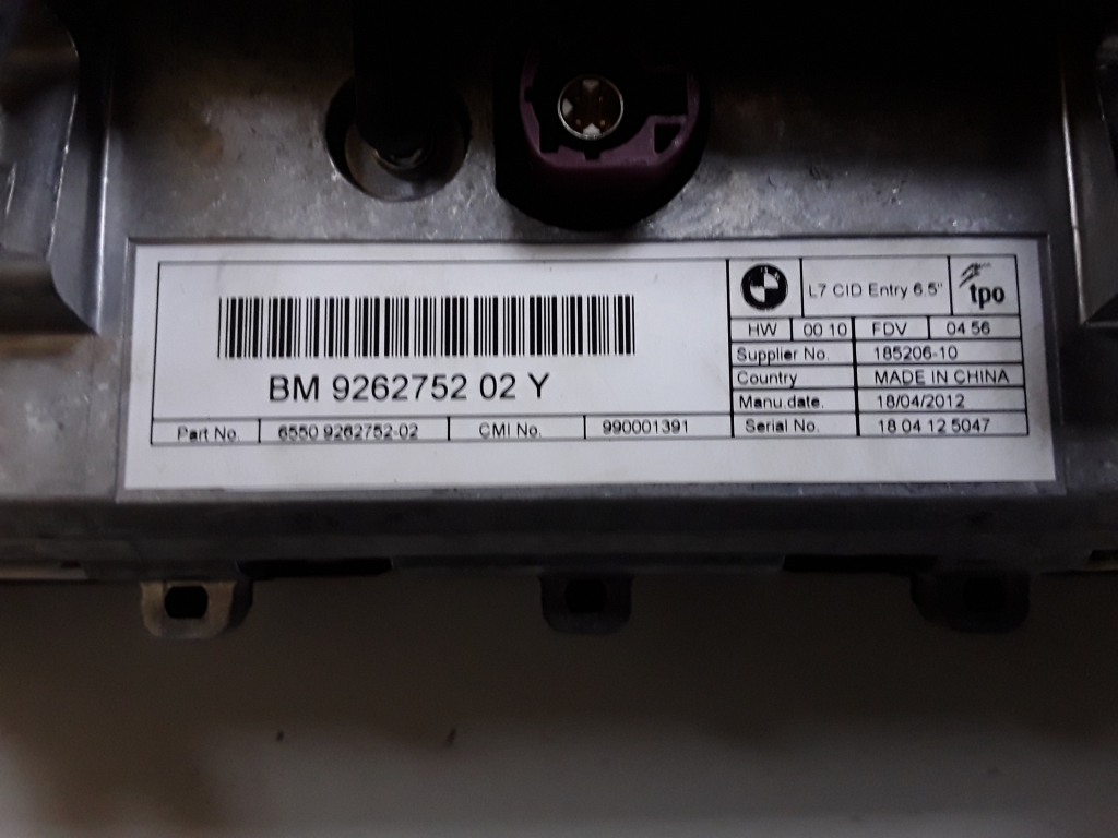 BMW 3 Series F30/F31 (2011-2020) Navigation Display 9262752 24553585