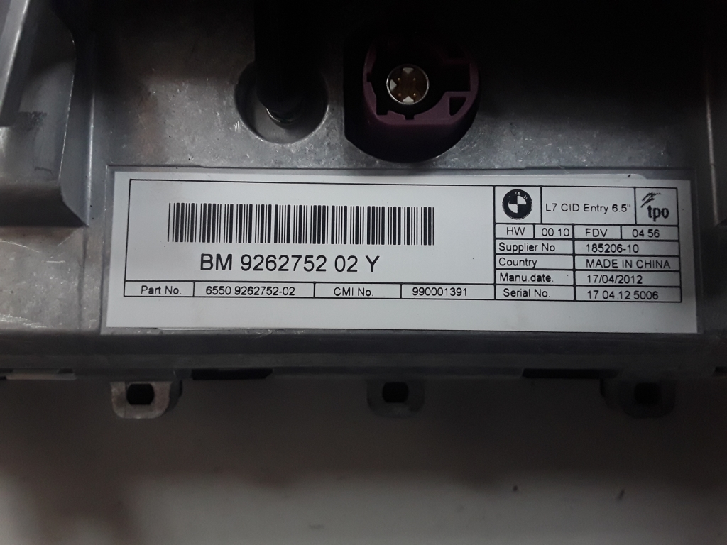 BMW 3 Series F30/F31 (2011-2020) Navigation Display 9262752 24553628