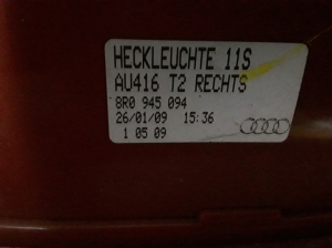 AUDI Q5 (2008–2017) Rückleuchte Heckleuchte innen 8R0945094 - 2