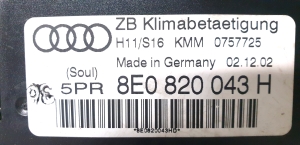 AUDI A4 B6 (2000–2005) Heater control panel 8E0 820 043 H - 3