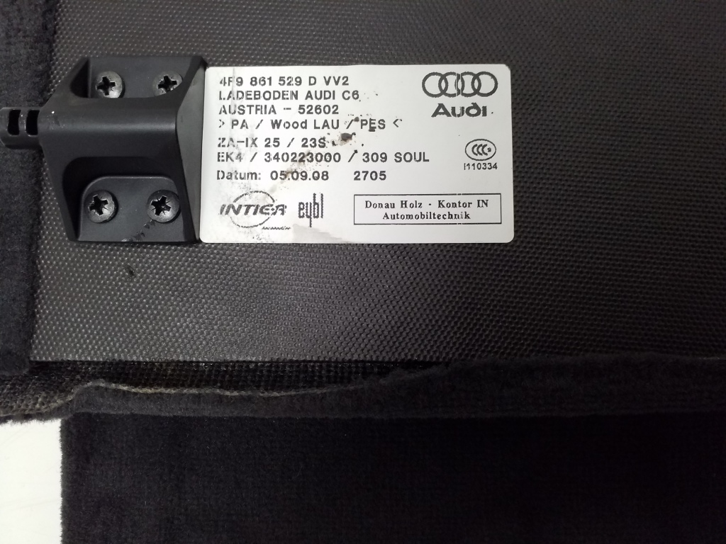 AUDI A6 C6/4F (2004-2011) Bagažinės kilimas 4F9861529D 24922460