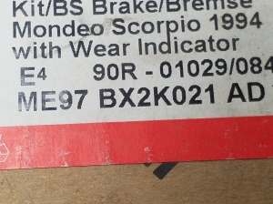 Ford Cougar (1998–2001) Bremsbeläge vorne ME97BX2K021AD - 4