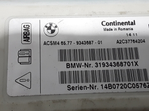 BMW 5 SERIES F10 (2010–2017) Turvapadja moodul 9343687 - 2