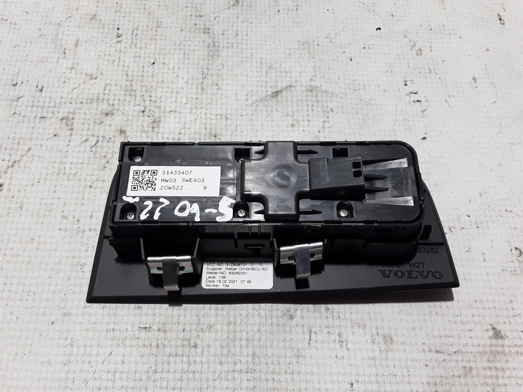 VOLVO S60 3 generation (2018-2023) Commutateur de fenêtre de porte avant gauche 31433407 21009141