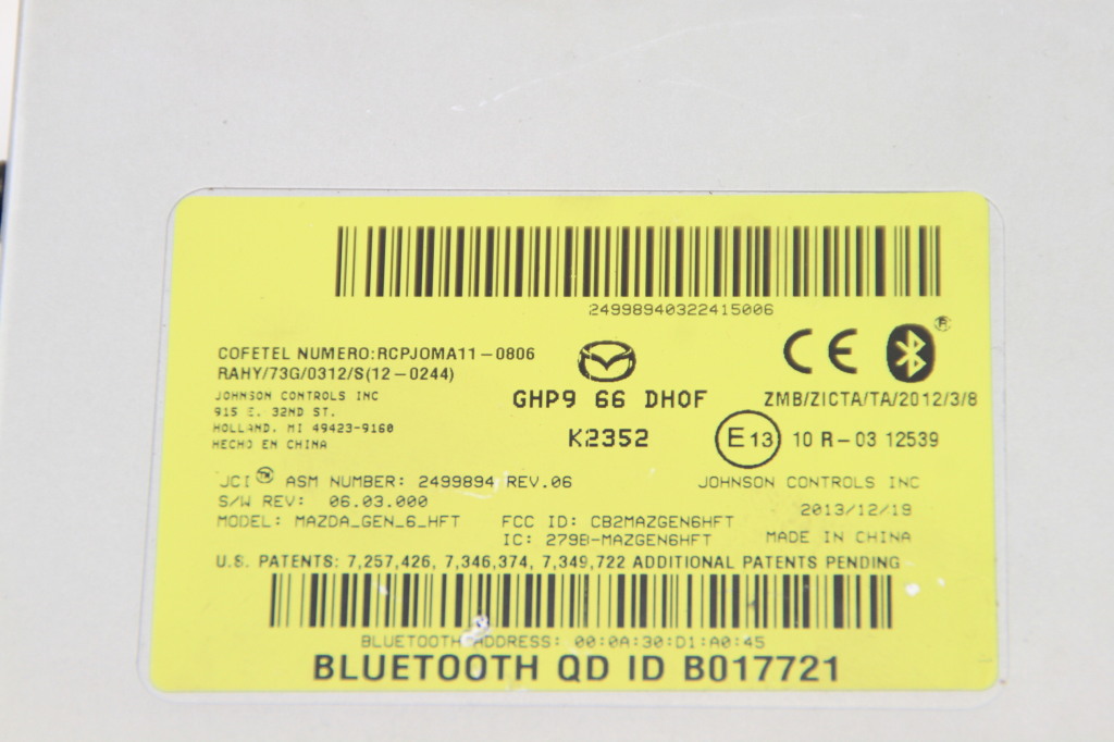 MAZDA 6 GJ (2012-2024) Bluetooth valdymo blokas GHP966DH0F 25165153