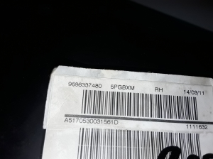 Peugeot 508 (2010–2017) Priekšējā sēdekļa drošības spilvens 9686337480 - 2
