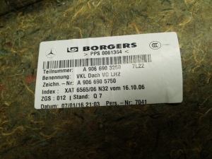 Mercedes Benz Sprinter /906/ (2006–2018) Dachhimmel A9066903250 - 2