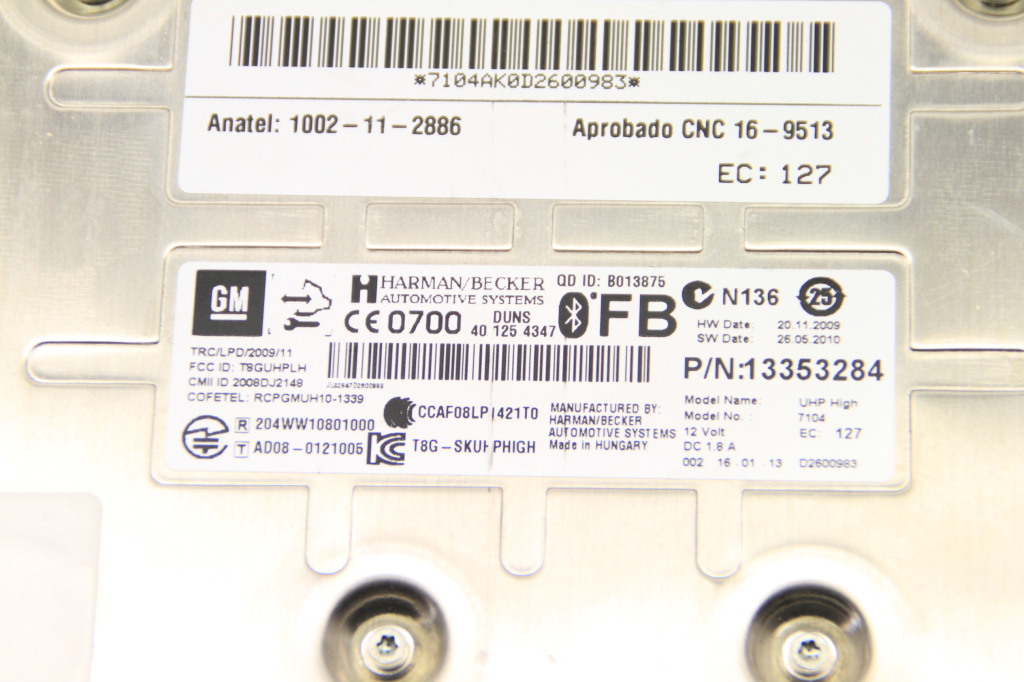 OPEL Zafira B (2005-2010) Bluetooth Control Unit 1002112886 25094860
