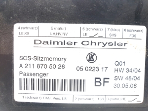 Mercedes Benz CLS-Class 219 (2004–2010) Front seat control unit A 211 870 50 26 - 2