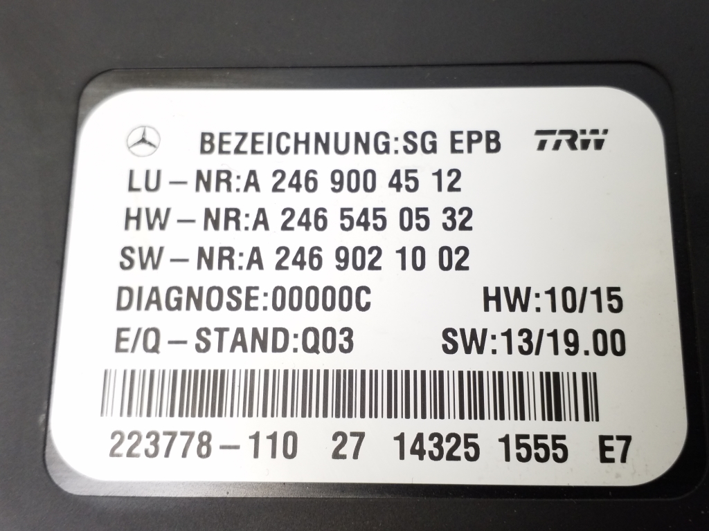 MERCEDES-BENZ SLK-Class R172 (2011-2020) Håndbremse kontrolenhed A2469004512 22005818