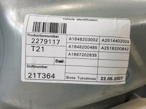 Mercedes Benz ML-Class 164 (2005–2011) Priekšējo durvju logu pacēlājs un tā daļas A1647201679 - 5