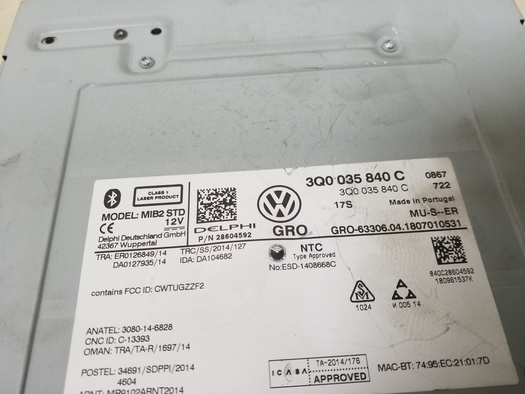 VOLKSWAGEN Golf 7 generation (2012-2024) CD-чейнджер 3Q0035840C 24978678