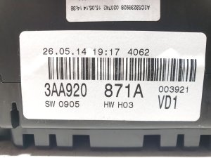 Volkswagen Passat B7 (2010–2014) Instrument cluster 3AA920871A - 3