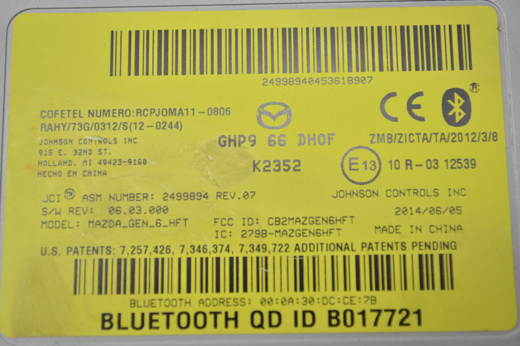 MAZDA CX-5 1 generation (2011-2020) Bluetooth Control Unit GHP966DH0F 25165151