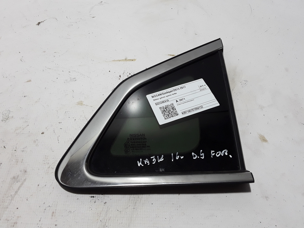 NISSAN Qashqai J11 (2013-2022) Right side rear body window 833124EA1A 21230684