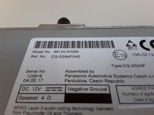 TOYOTA Aygo B40 (2014–2026) Radio (head unit) 861200H060 - 3