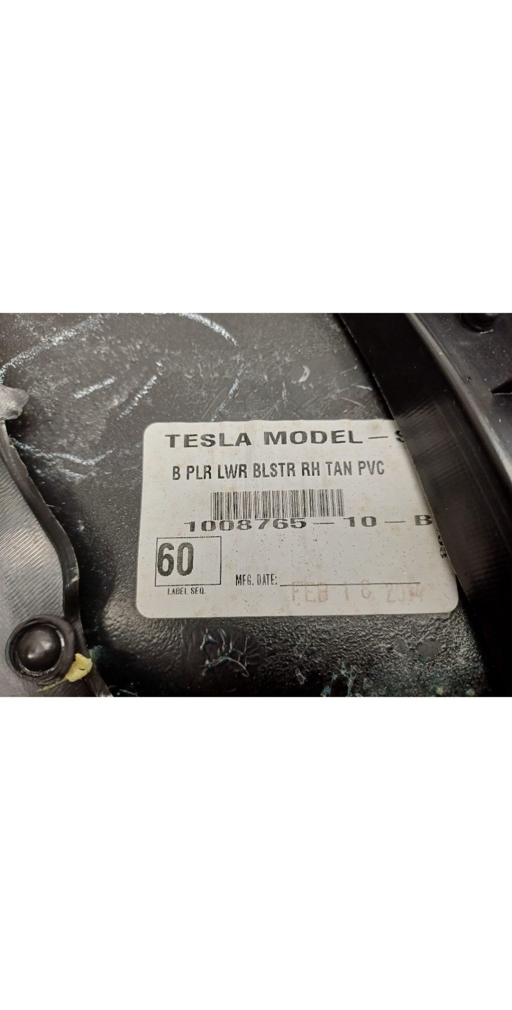 TESLA Model X 1 generation (2015-2024) Right Side B Pillar Trim 1008765-10-B 22919063