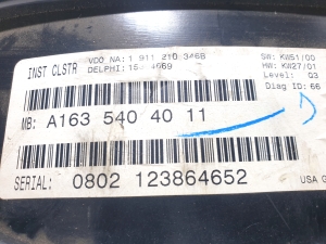 Mercedes Benz ML-Class 163 (1998–2005) Mērinstrumentu panelis A1635404011 - 3
