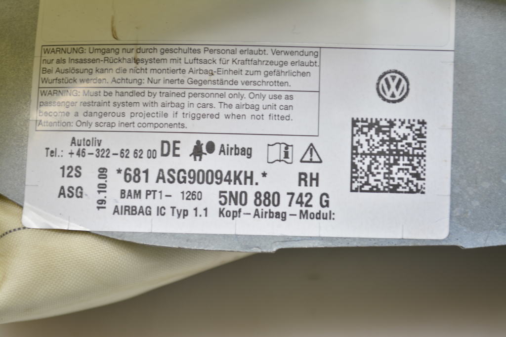 VOLKSWAGEN Tiguan 1 generation (2007-2017) Right Side Roof Airbag SRS 5N0880742G 25293723