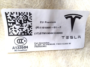 Tesla Model 3 3 (2016–2024) Ciel de toit 1101066-01-F - 2