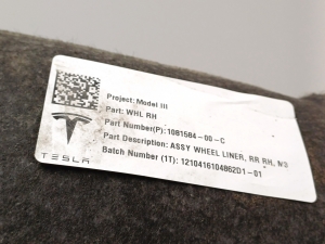 Tesla Model 3 3 (2016–2024) Aizmugurējais apakšspārns 1081584-00-C - 2
