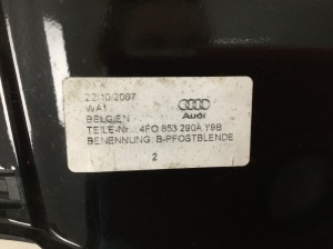AUDI A6 C6 (2004–2011) Außenverkleidung der Mittelsäule 4F0853290A - 2
